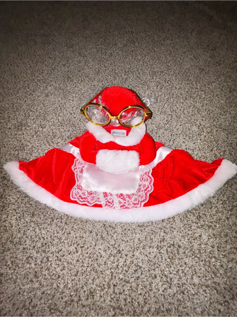 Festive Red Plush Mrs. Claus Dog Costume with White Fur Trim